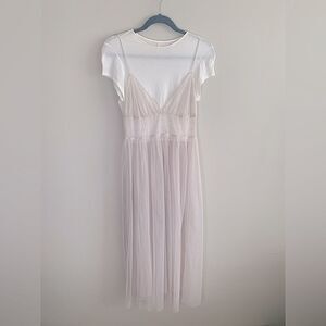 Lauren Conrad Tea Room Dream Layered Slip Tulle Dress sheer Size Medium